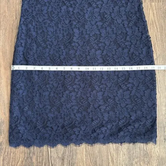 Diane Von Furstenberg Zarita Lace Dress in Navy Blue Size 14 - Picture 11 of 13